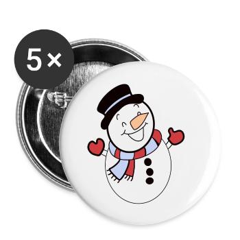 Schneemann Winter Schnee Kalt - Buttons klein 25 mm (5er Pack) - Weiß - Vorne