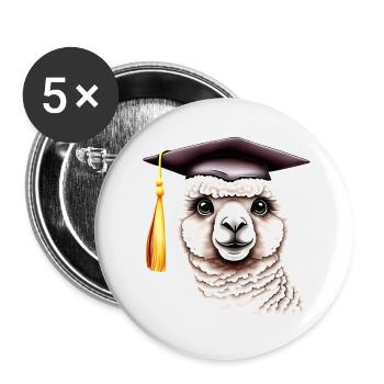 Baccalauréat Diplôme Études supérieures Alpaga - Lot de 5 petits badges (25 mm) - blanc - Devant