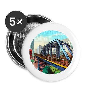 Comic Brücke in Stadt - Buttons klein 25 mm (5er Pack) - Weiß - Vorne