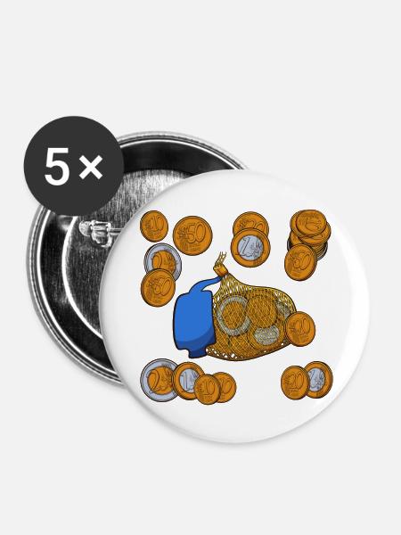 Nikolaus-Schokoladenmünzen - Buttons klein 25 mm (5er Pack) - Weiß