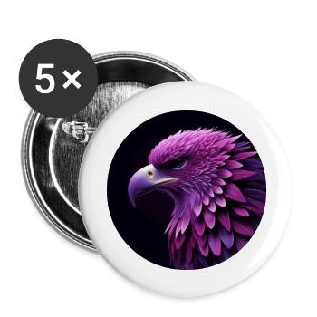 Adler Kopf lila und rosa, schwarzer Hintergrund - Buttons klein 25 mm (5er Pack) - Weiß - Vorne