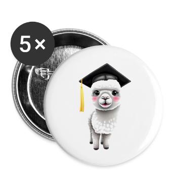 Baccalauréat en études d’alpaga Certificat de fin d’études supérieures - Lot de 5 petits badges (25 mm) - blanc - Devant
