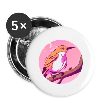 Oiseau d’éveil printanier - Lot de 5 petits badges (25 mm) - blanc - Devant