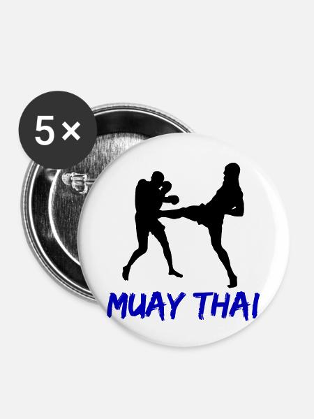 muay thai - Buttons klein 25 mm (5er Pack) - Weiß