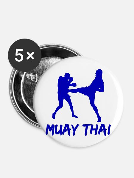 muay thai - Buttons klein 25 mm (5er Pack) - Weiß