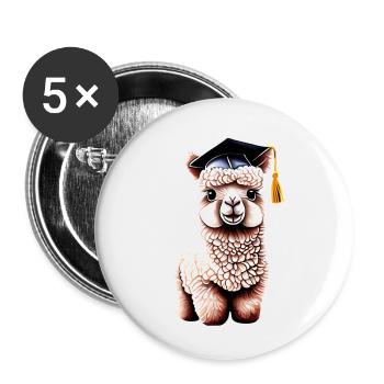 Baccalauréat Certificat de fin d’études supérieures Études d’alpaga - Lot de 5 petits badges (25 mm) - blanc - Devant