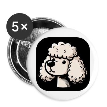 Süßer weißer Pudel im Comic Stil - Buttons klein 25 mm (5er Pack) - Weiß - Vorne