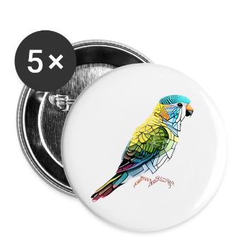 Perruche Bird Propriétaire d’oiseau Calopsitte - Lot de 5 petits badges (25 mm) - blanc - Devant
