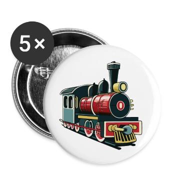 Train jouet - Lot de 5 petits badges (25 mm) - blanc - Devant