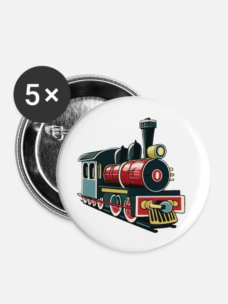 Spielzeugeisenbahn - Buttons klein 25 mm (5er Pack) - Weiß