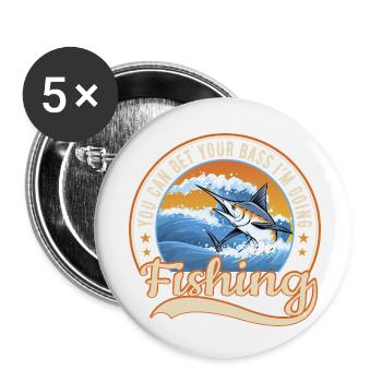 Pêche - Lot de 5 petits badges (25 mm) - blanc - Devant