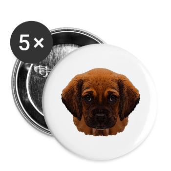 Tierdesign für Kleinkind, Hundewelpe gesicht - Buttons klein 25 mm (5er Pack) - Weiß - Vorne