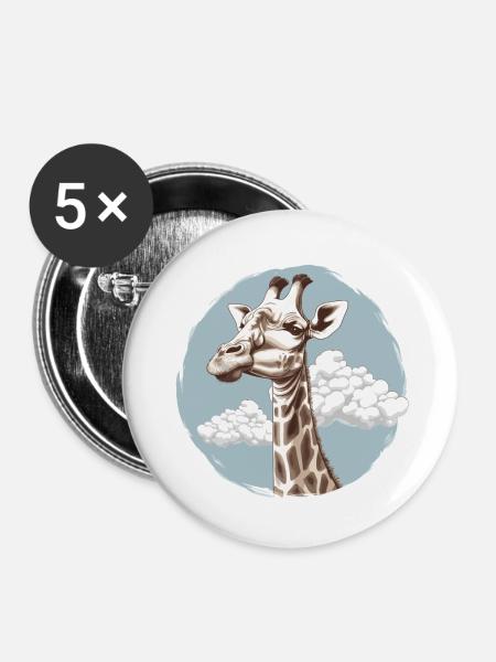 Giraffe im Himmel - Buttons klein 25 mm (5er Pack) - Weiß