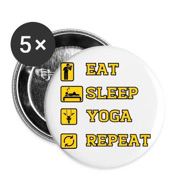 Eat Yoga Repeat - Lot de 5 petits badges (25 mm) - blanc - Devant
