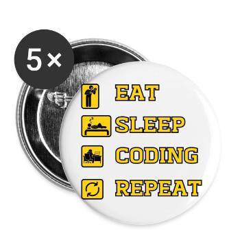 Eat Coding Repeat - Buttons small 1''/25 mm (5-pack) - white - Front