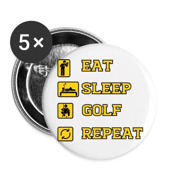 Eat Golf Repeat - Lot de 5 petits badges (25 mm) - blanc - Devant