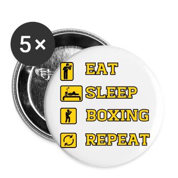 Eat Boxing Repeat - Lot de 5 petits badges (25 mm) - blanc - Devant