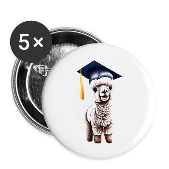 Baccalauréat Certificat de fin d’études supérieures Études d’alpaga - Lot de 5 petits badges (25 mm) - blanc - Devant