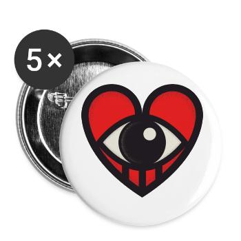 Logo coeur - Lot de 5 petits badges (25 mm) - blanc - Devant