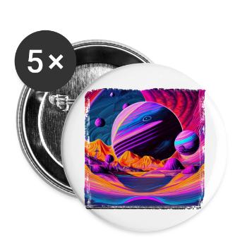 Neon Planet Landscape - Buttons small 1''/25 mm (5-pack) - white - Front
