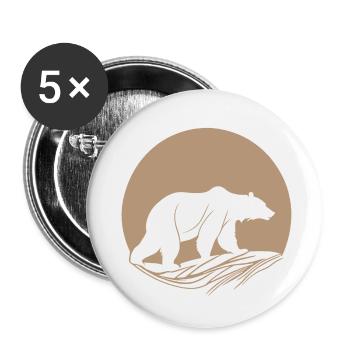 ours sauvage, la vie sauvage, symbole - Lot de 5 petits badges (25 mm) - blanc - Devant