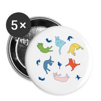 Chute de chats - Lot de 5 petits badges (25 mm) - blanc - Devant