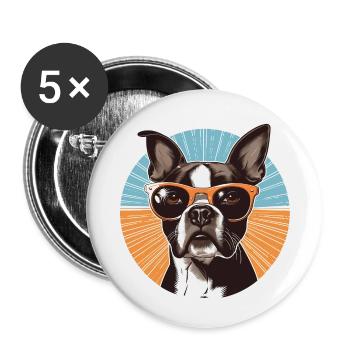 Boston Terrier - Lot de 5 petits badges (25 mm) - blanc - Devant
