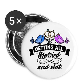 Regardez-moi me marier et merde - Lot de 5 petits badges (25 mm) - blanc - Devant