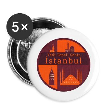 Wahrzeichen von Istanbul - Buttons klein 25 mm (5er Pack) - Weiß - Vorne