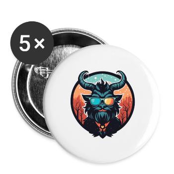 Dessin de Noël Krampus - Lot de 5 petits badges (25 mm) - blanc - Devant