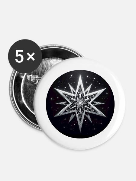 Stern weiß grau Faltkunst - Buttons klein 25 mm (5er Pack) - Weiß