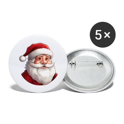 Santa Claus Shirt und Weihnachts Mütze - Buttons klein 25 mm (5er Pack)