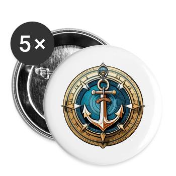 Anchor & Compass, Sailor, Sea Voyage - Buttons small 1''/25 mm (5-pack) - white - Front