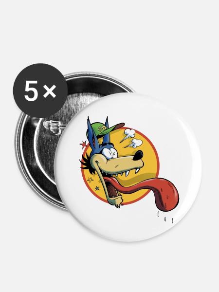 Ausdrucksstarker Wolf - Buttons klein 25 mm (5er Pack) - Weiß