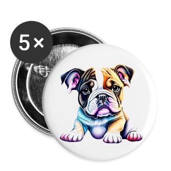 English Bulldog Dog Mastiff Dog Owner Dogs - Buttons small 1''/25 mm (5-pack) - white - Front