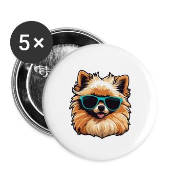 Zwergspitz Zeichnung - Buttons klein 25 mm (5er Pack) - Weiß - Vorne