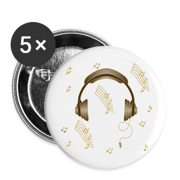 Earphone - Buttons small 1''/25 mm (5-pack) - white - Front