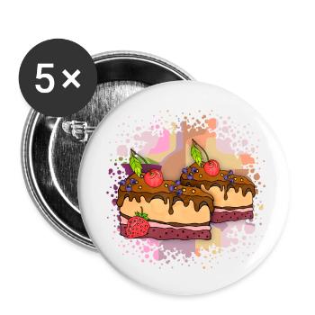 Gâteaux - Lot de 5 petits badges (25 mm) - blanc - Devant
