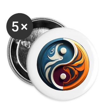 yin yang abstrait, feu et eau, dualité - Lot de 5 petits badges (25 mm) - blanc - Devant
