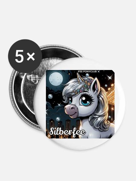 Silberzauber - Buttons klein 25 mm (5er Pack) - Weiß