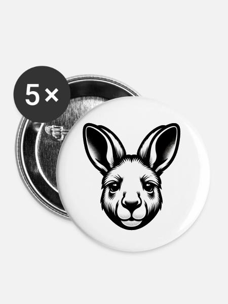 Känguru - Buttons klein 25 mm (5er Pack) - Weiß