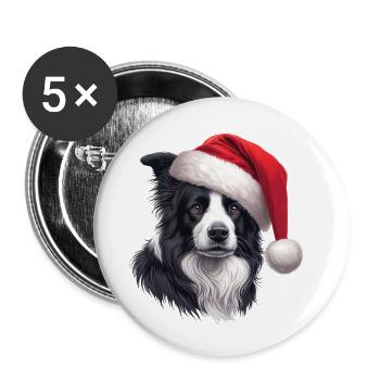 Border Collie Gifts - Buttons small 1''/25 mm (5-pack) - white - Front