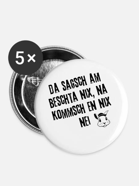 Kluger Schweiger | Redewendung - Buttons klein 25 mm (5er Pack) - Weiß
