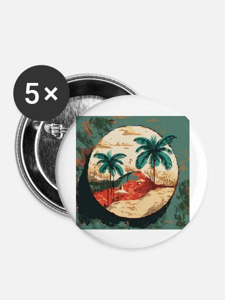 Palmen in Cuba - Buttons klein 25 mm (5er Pack) - Weiß