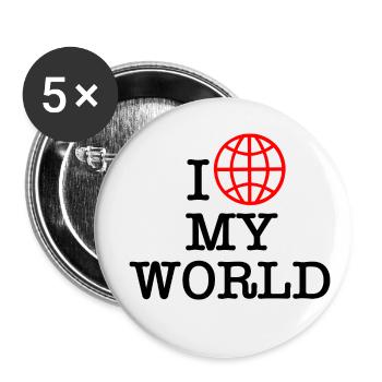 I love my world - Buttons small 1''/25 mm (5-pack) - white - Front