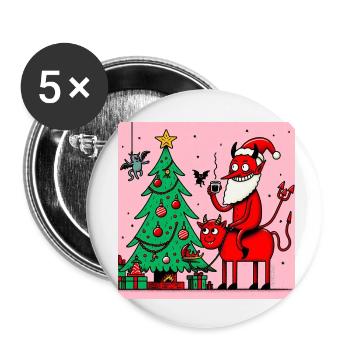 Dessin animé de Noël du diable - Lot de 5 petits badges (25 mm) - blanc - Devant