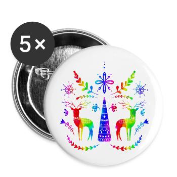 Schweden Schweden dalarna dala Pferd Pferd Frohe Weihnachten Elch - Buttons klein 25 mm (5er Pack) - Weiß - Vorne