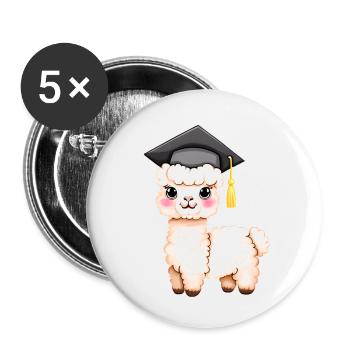 Baccalauréat Diplôme Études supérieures Alpaga - Lot de 5 petits badges (25 mm) - blanc - Devant