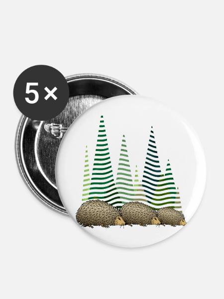 Igel - Buttons klein 25 mm (5er Pack) - Weiß