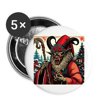 Krampus Santa - Buttons small 1''/25 mm (5-pack) - white - Front
